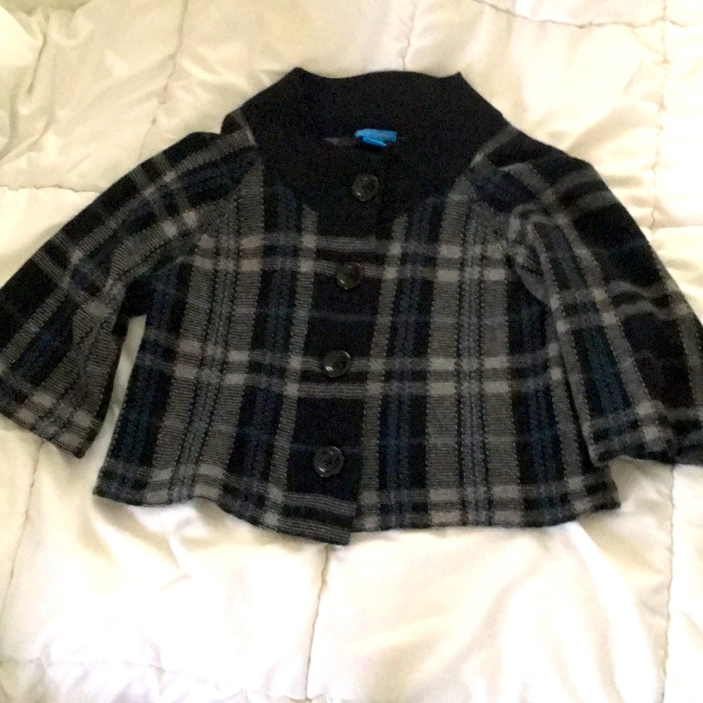 White + Warren 100% Cashmere Sweater black plaid